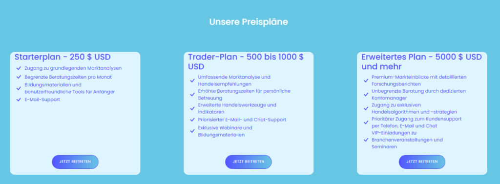 BitFinancial_Preisuebersicht